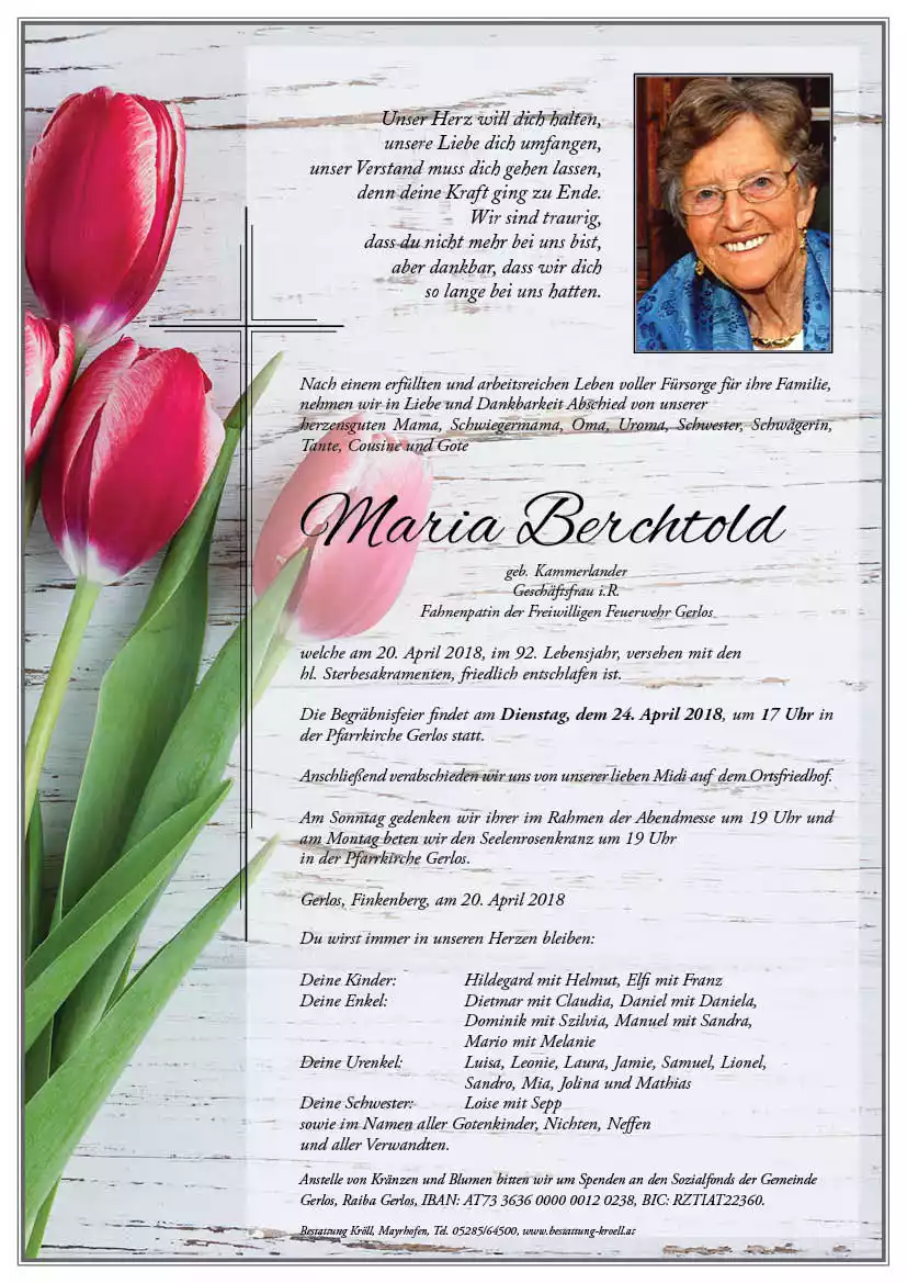Parte von Maria Berchtold